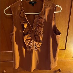 J. Crew Rust Ruffle Sleeveless V-Neck Camisole